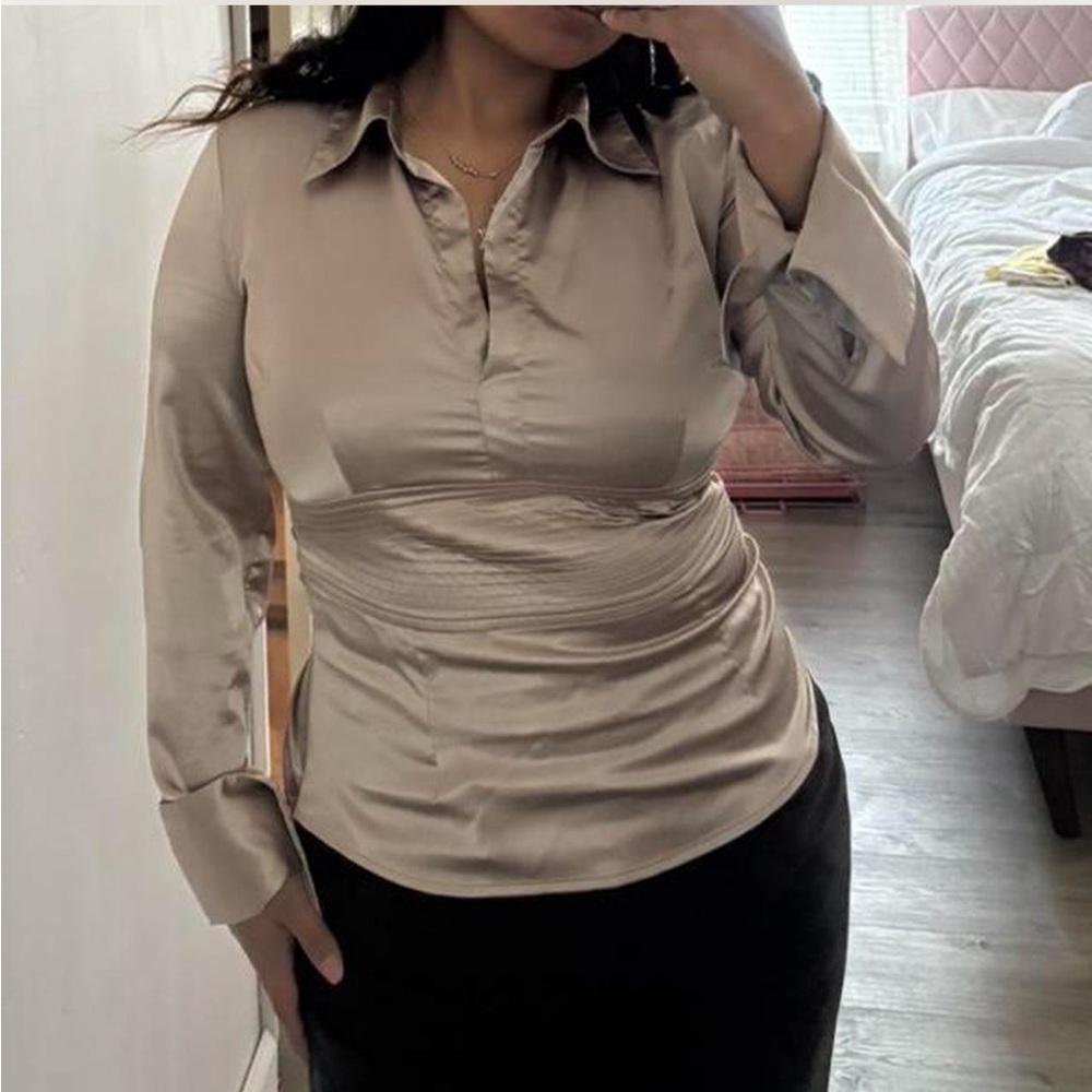 Byer California Satin Beige Blouse